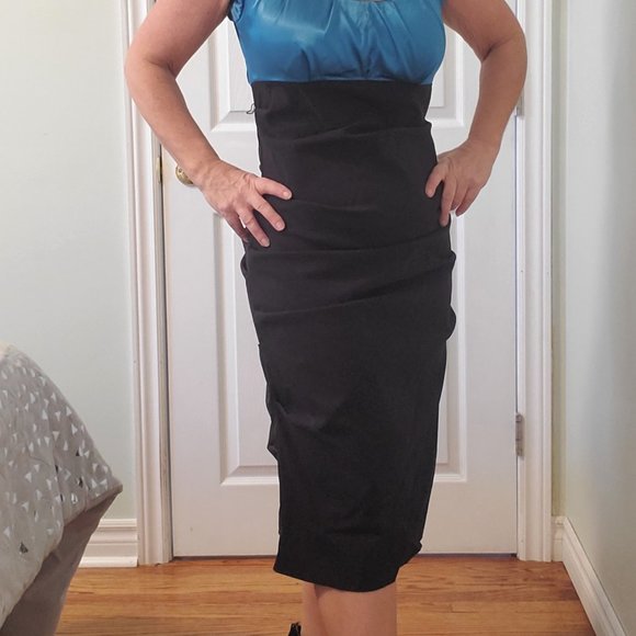 Teal and Black Classy Dress - Picture 7 of 11